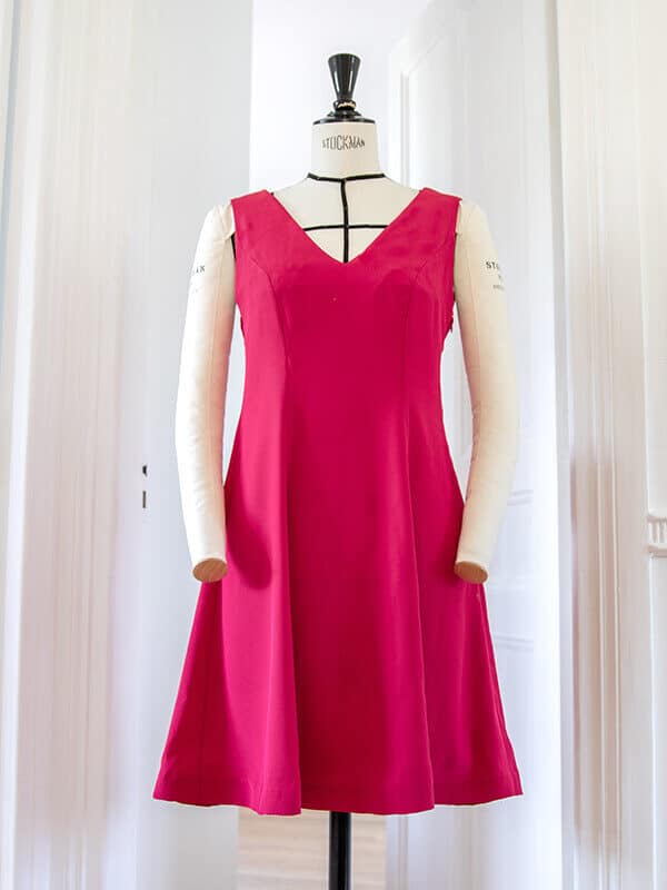 Vega is shown here in a different fabric - a lightweight satin-back crepe in a bright shade of pink.