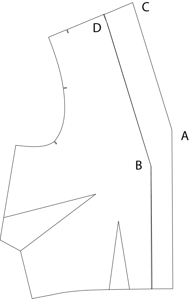 This drawing explains how to adjust the Aquarius dress neckline.