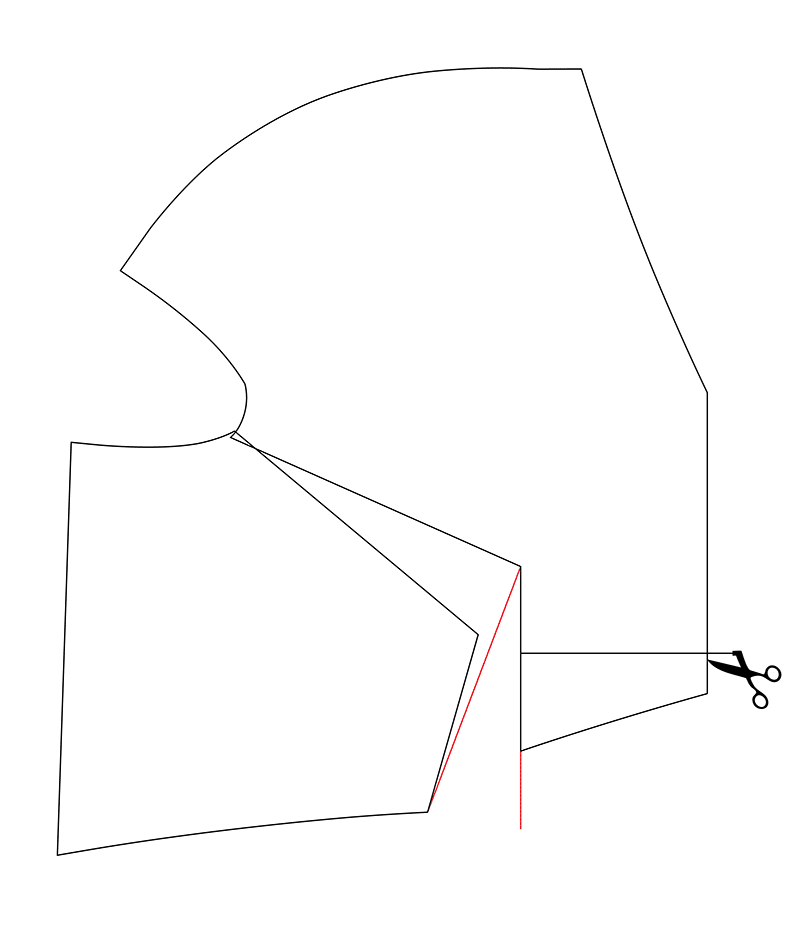 Pleiades 1 FBA (Full Bust Adjustment) method 1 - step 4